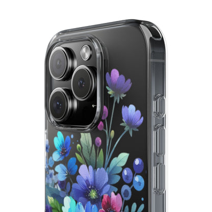 Vibrant Blue Floral Clear Phone Case