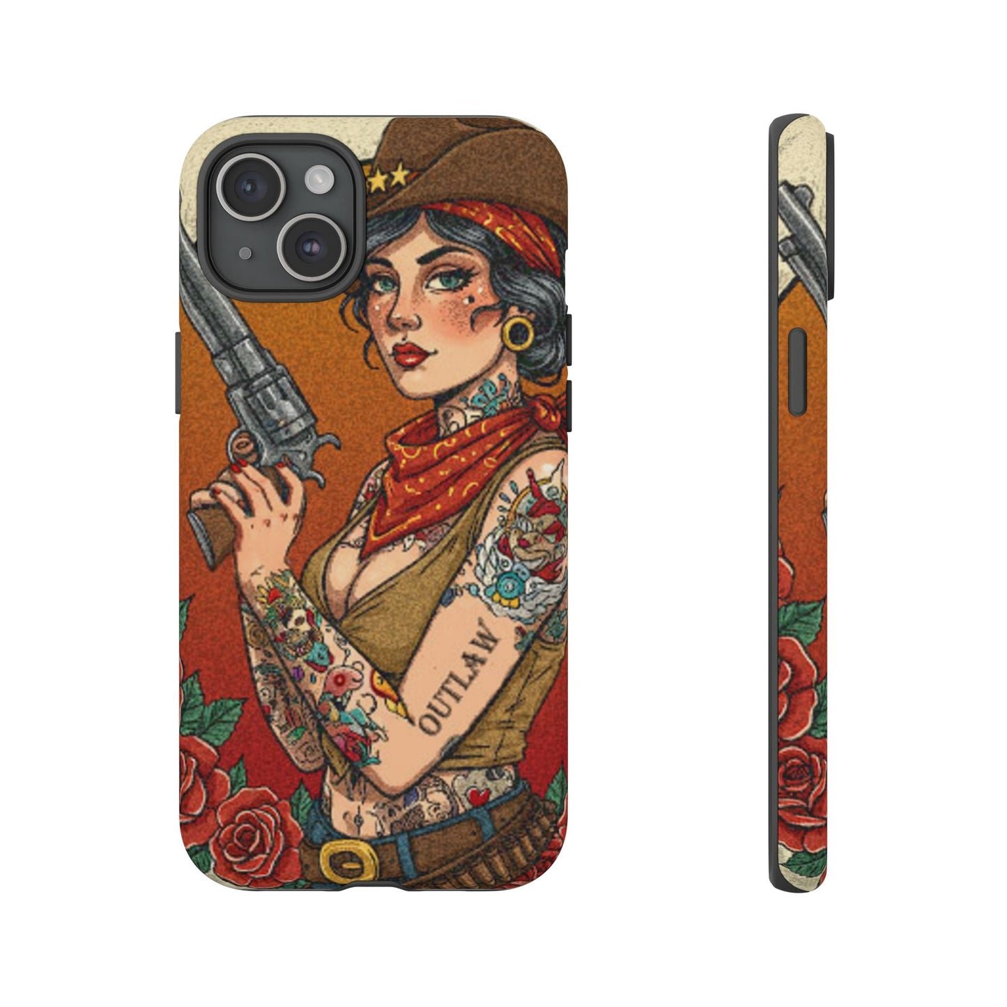 Vintage Western Tough Phone Case with Outlaw Design