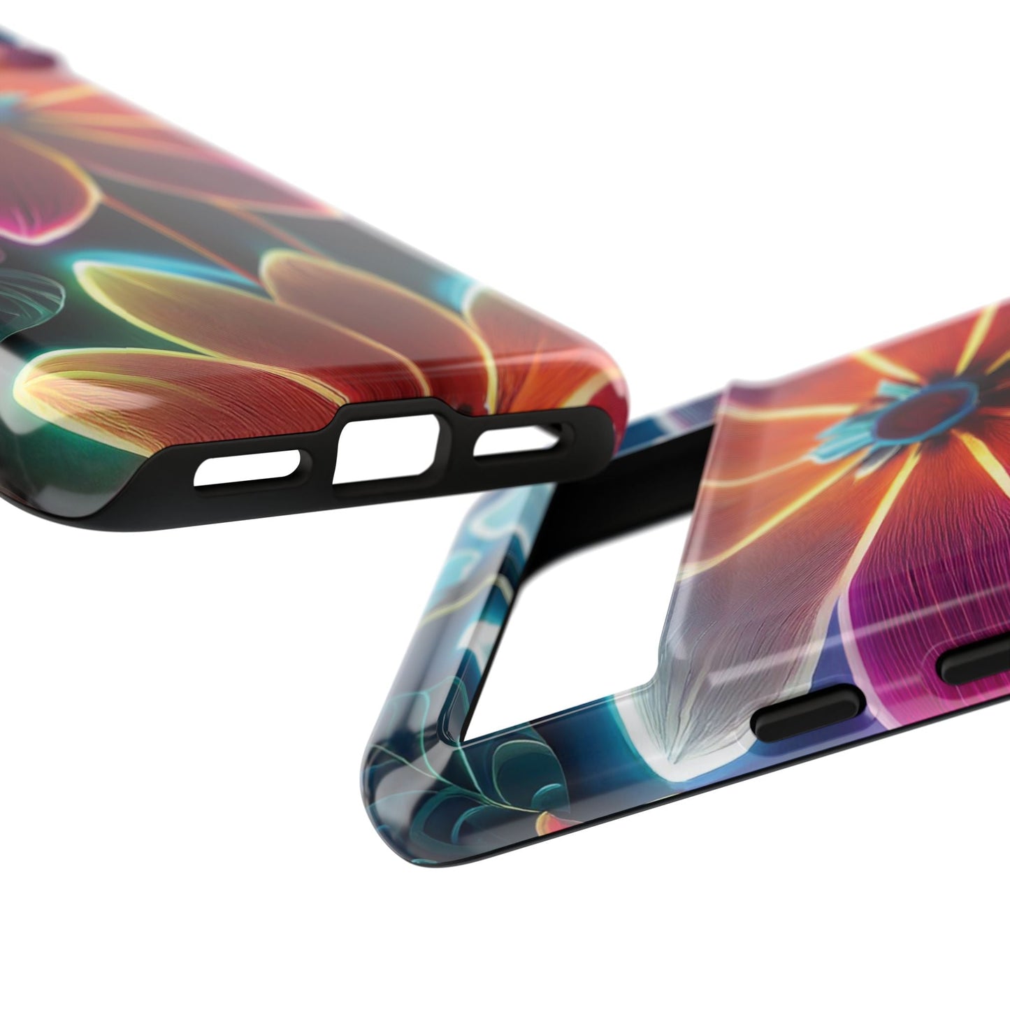 Vibrant Neon Flowers Tough Phone Case