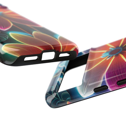 Vibrant Neon Flowers Tough Phone Case