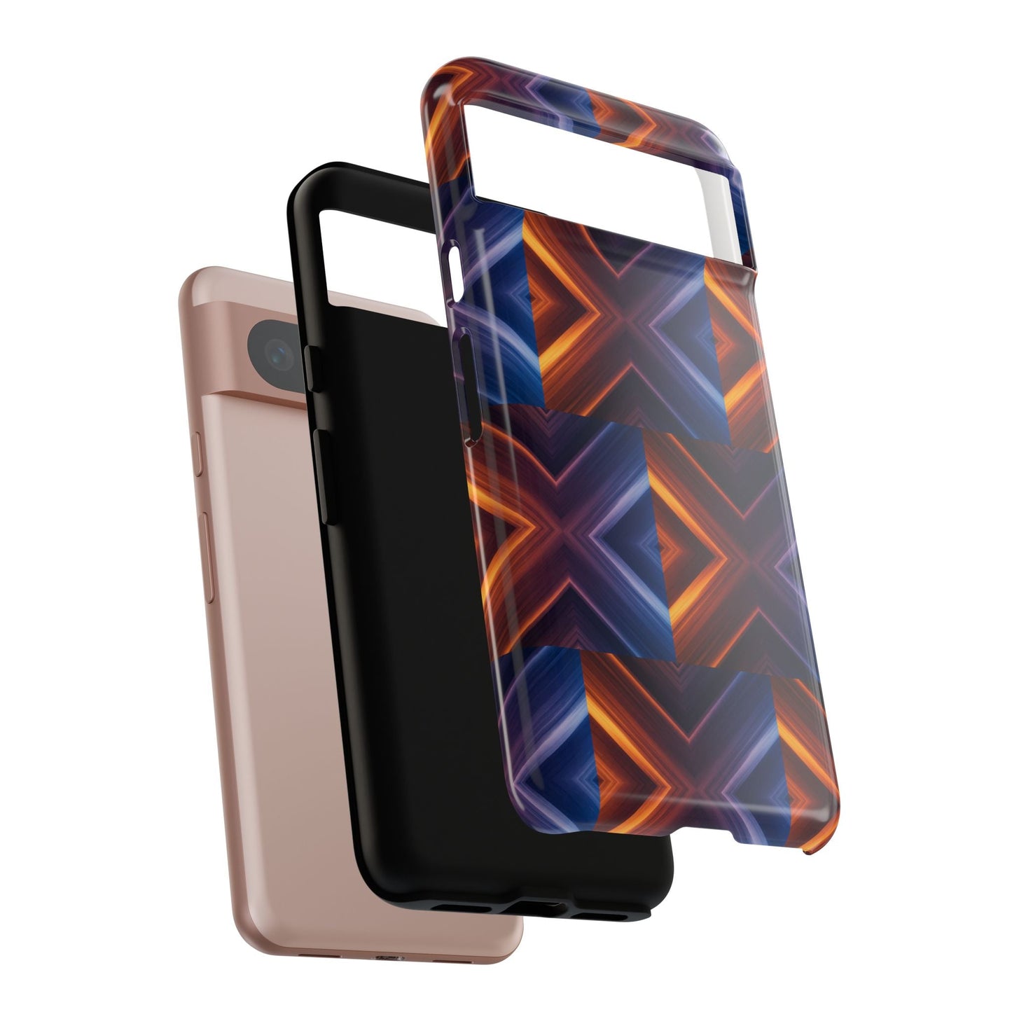 Stylish Tough Phone Case With Blue & Orange Abstract Design