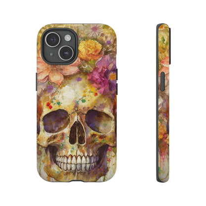 Unique Floral Skull Tough Phone Case