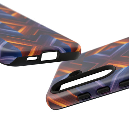 Stylish Tough Phone Case With Blue & Orange Abstract Design