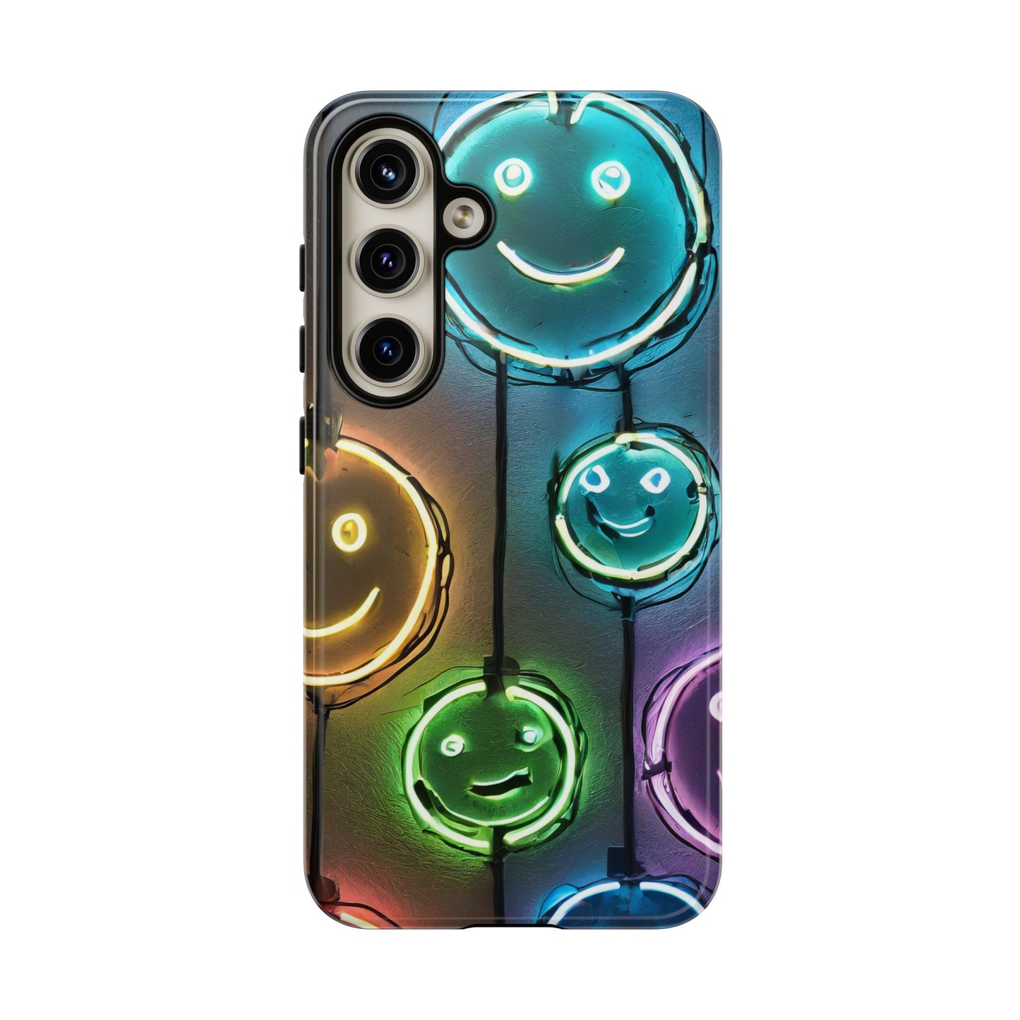 Colorful Neon Smiley Face Phone Case - Tough & Stylish Protection