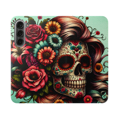 Sugar Skull Flip Wallet Phone Case