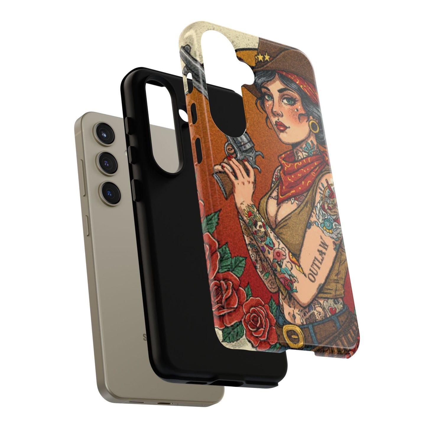Vintage Western Tough Phone Case with Outlaw Design