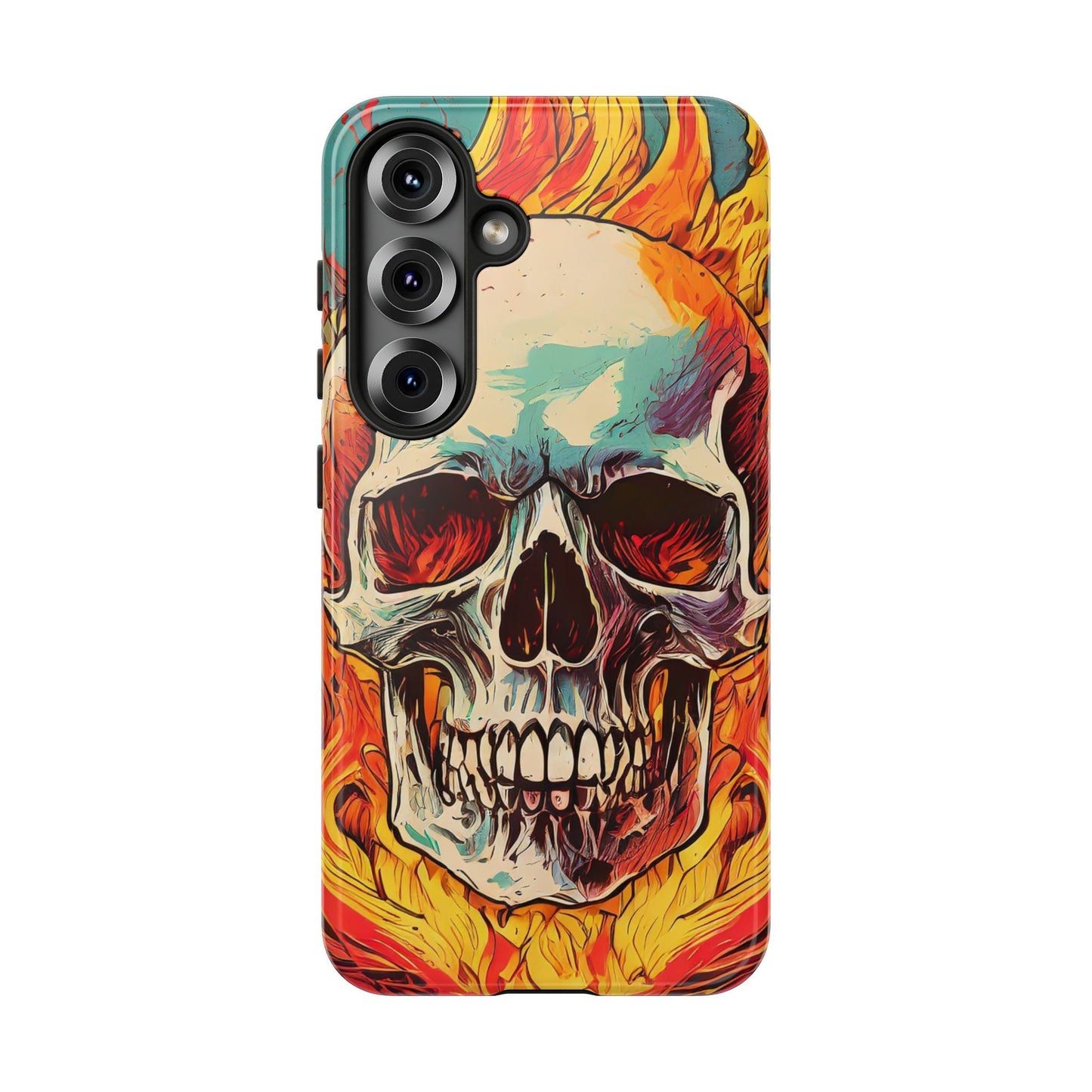 Flaming Skull Tough Phone Case
