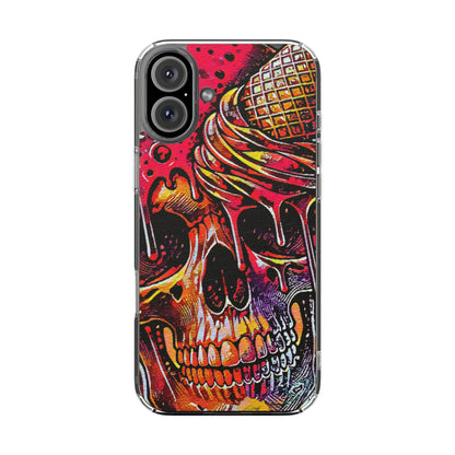 Neon Ice Cream Skull Clear Phone Case