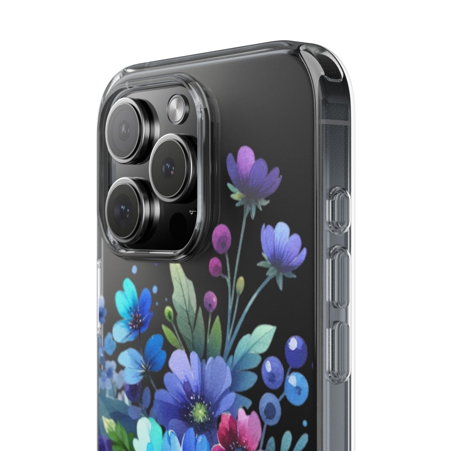 Vibrant Blue Floral Clear Phone Case