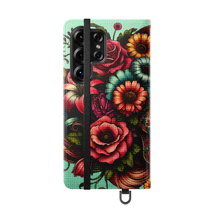 Sugar Skull Flip Wallet Phone Case