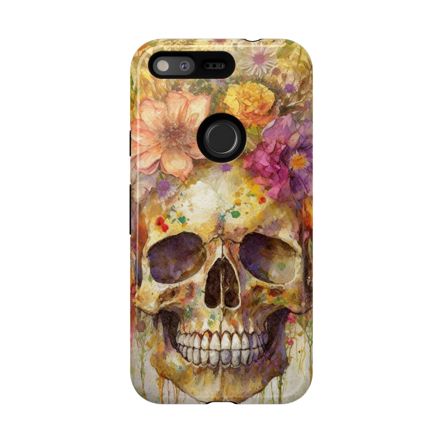 Unique Floral Skull Tough Phone Case