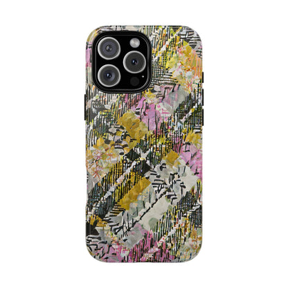 Purple Plaid Floral Artistic Tough Phone Case