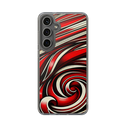 Red & White Swirl Abstract Clear Phone Case