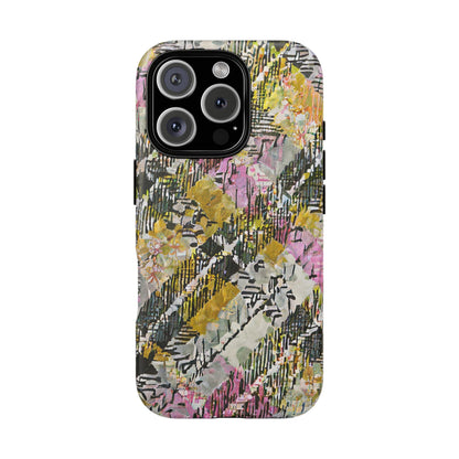 Purple Plaid Floral Artistic Tough Phone Case