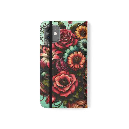 Sugar Skull Flip Wallet Phone Case