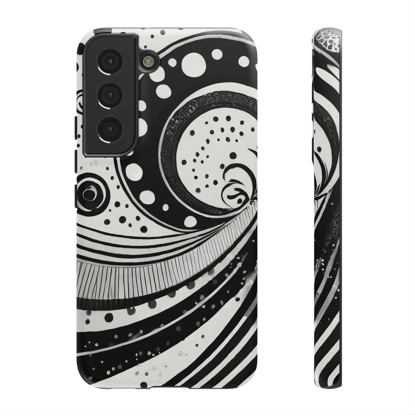Artistic Black & White Swirl Tough Phone Case