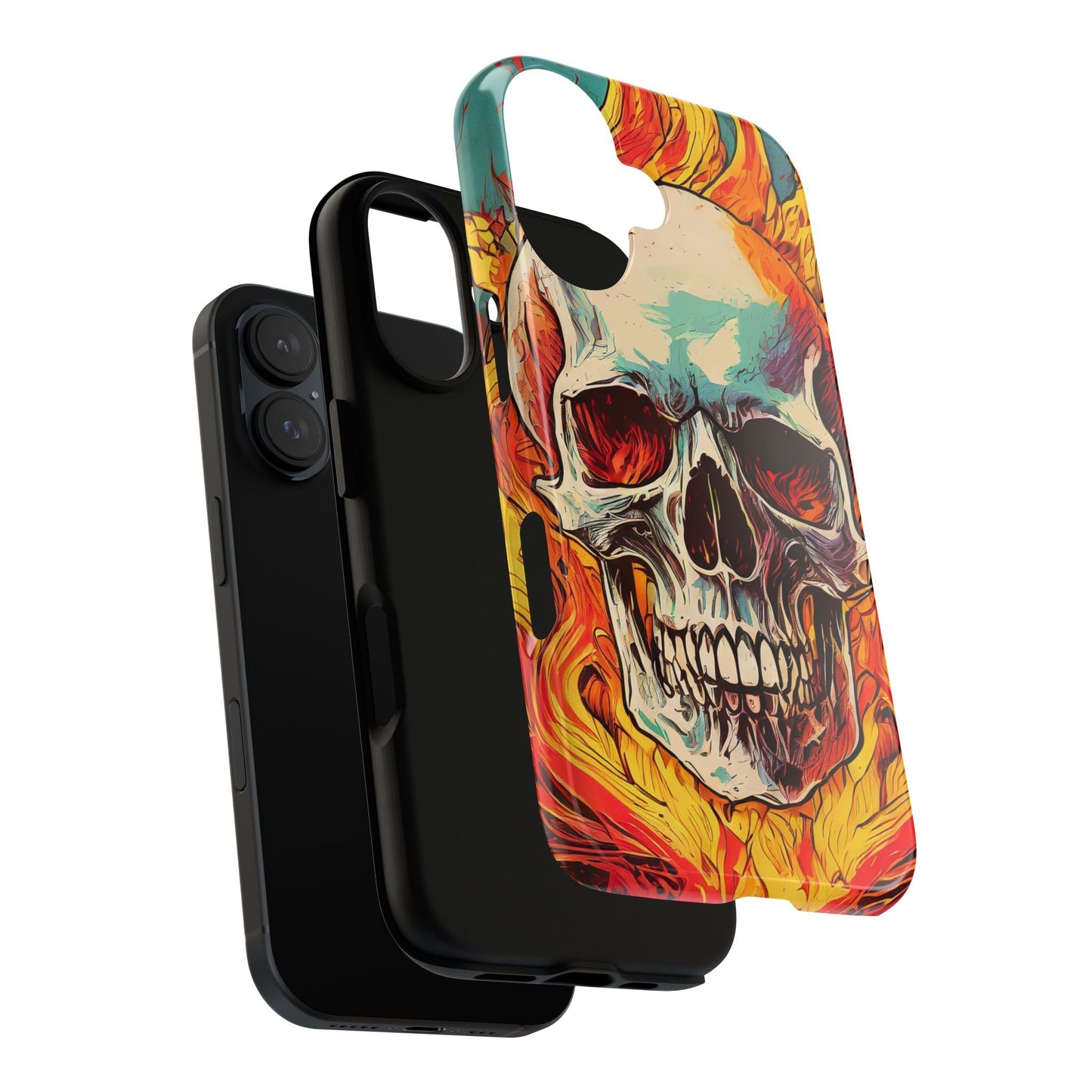 Flaming Skull Tough Phone Case
