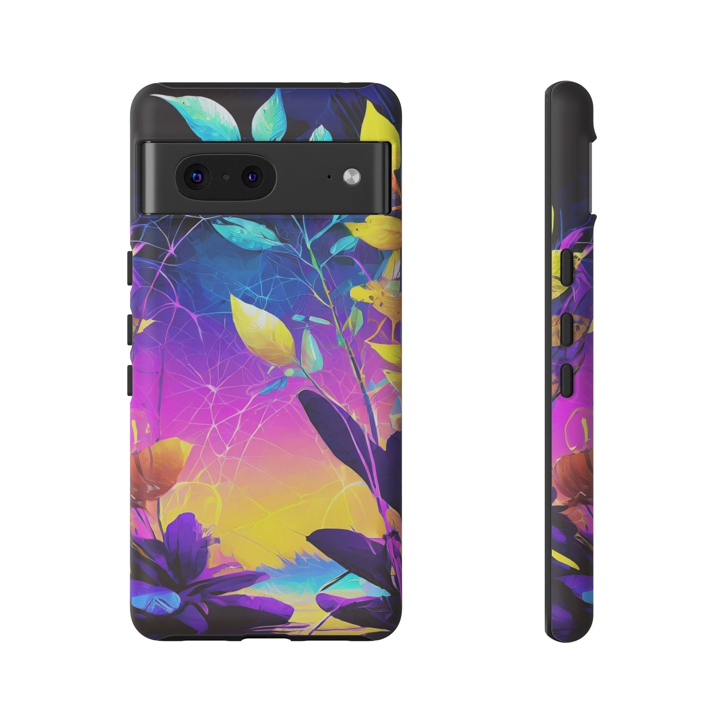 Artistic Vibrant Neon Floral Leaf Tough Phone Case