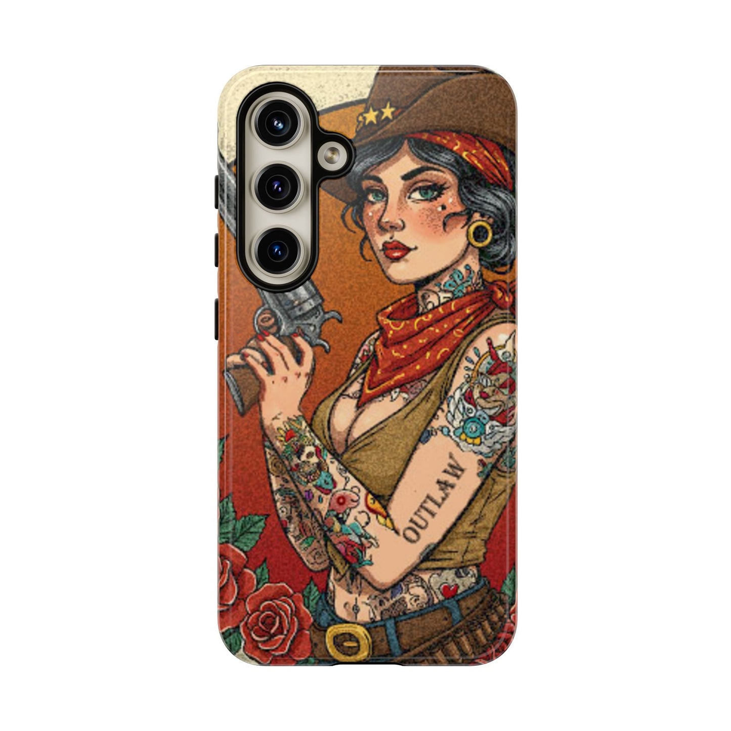 Vintage Western Tough Phone Case with Outlaw Design