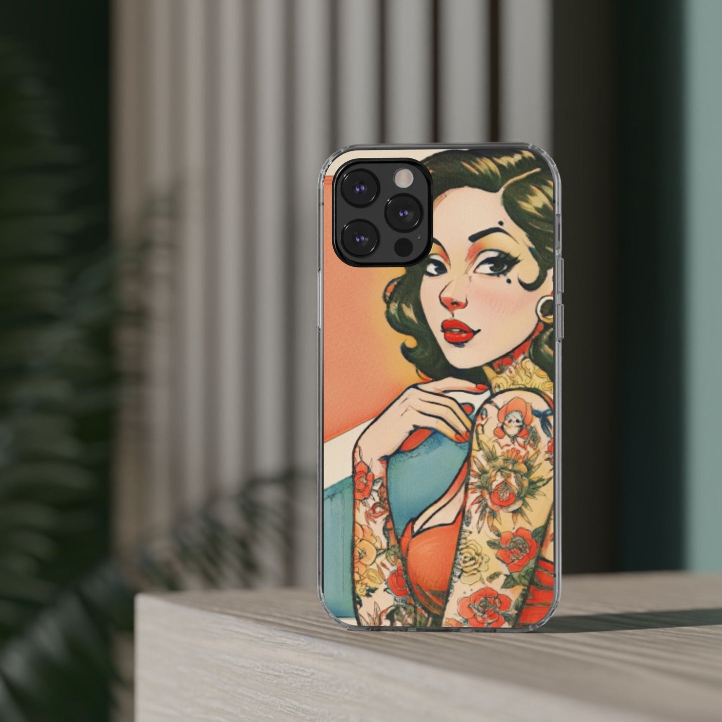 Retro Pin Up Clear Phone Case