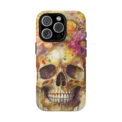 Unique Floral Skull Tough Phone Case