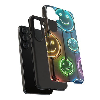 Colorful Neon Smiley Face Phone Case - Tough & Stylish Protection