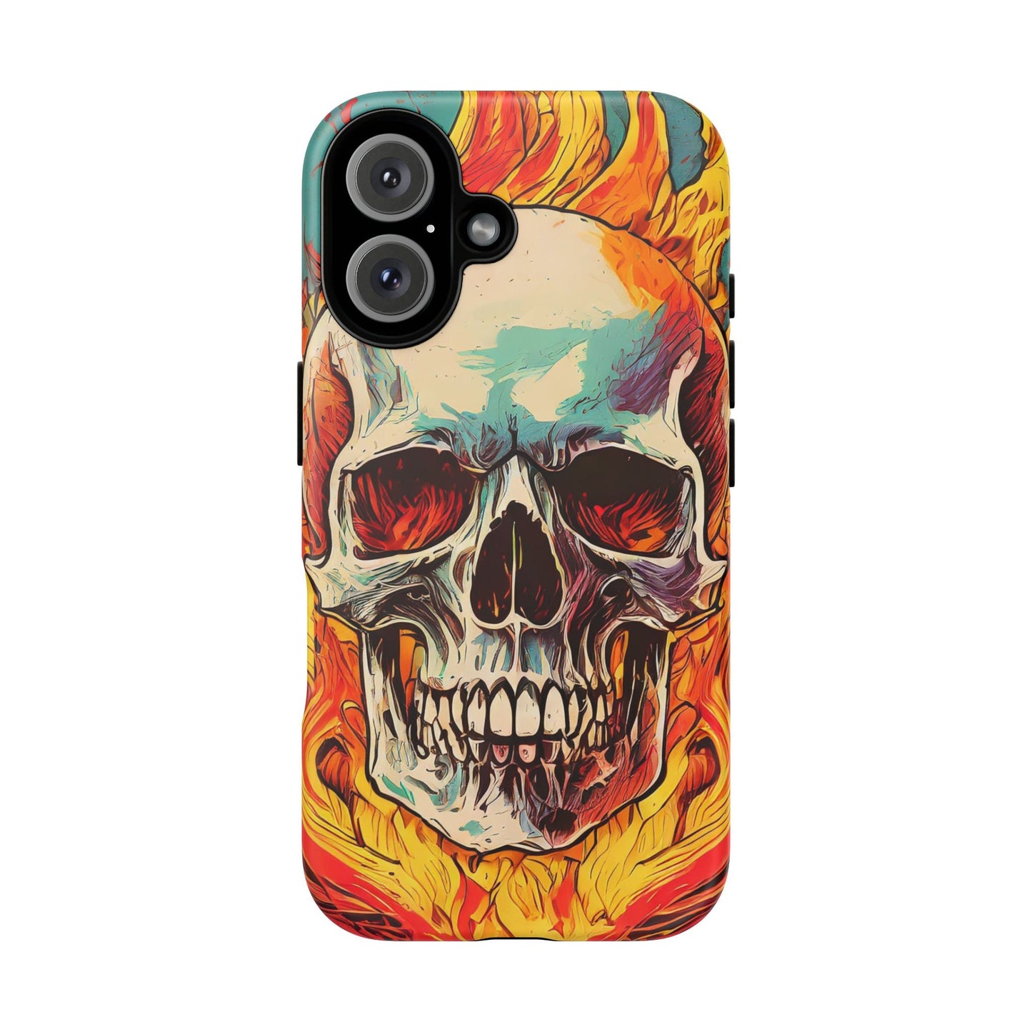 Flaming Skull Tough Phone Case