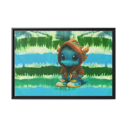 Baby Dragon Jam Aqua Matte Canvas with Black Frame