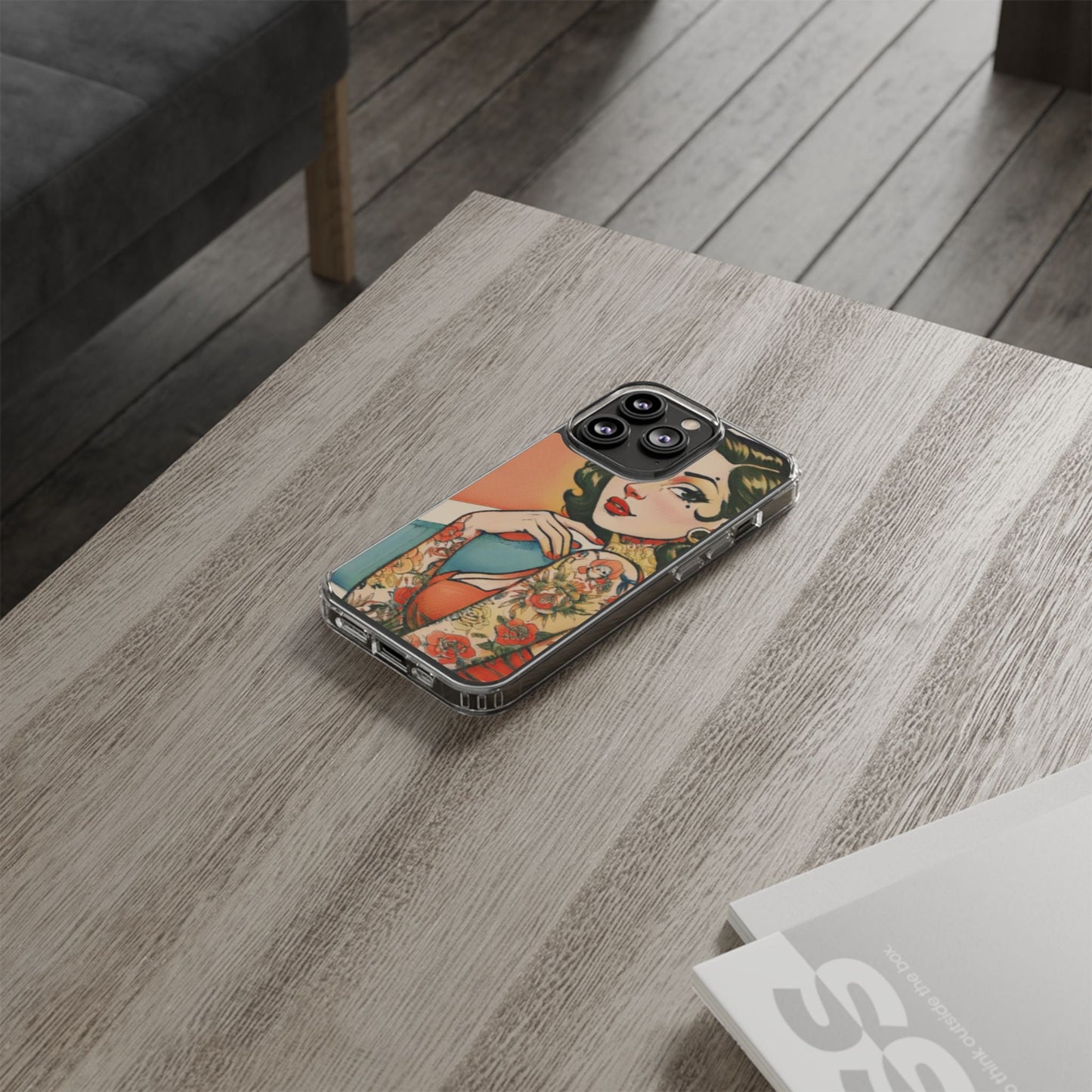 Retro Pin Up Clear Phone Case
