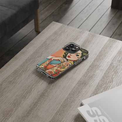 Retro Pin Up Clear Phone Case