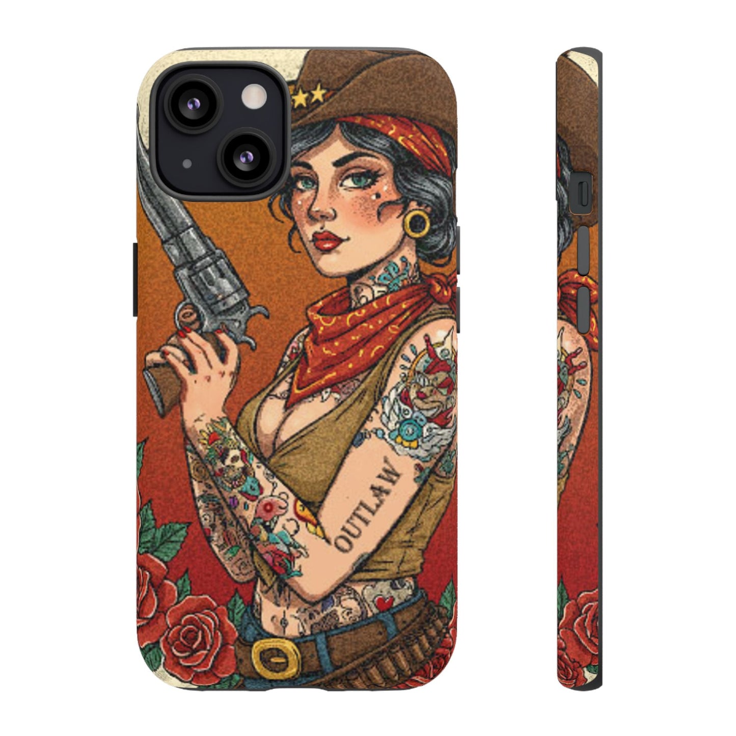Vintage Western Tough Phone Case with Outlaw Design