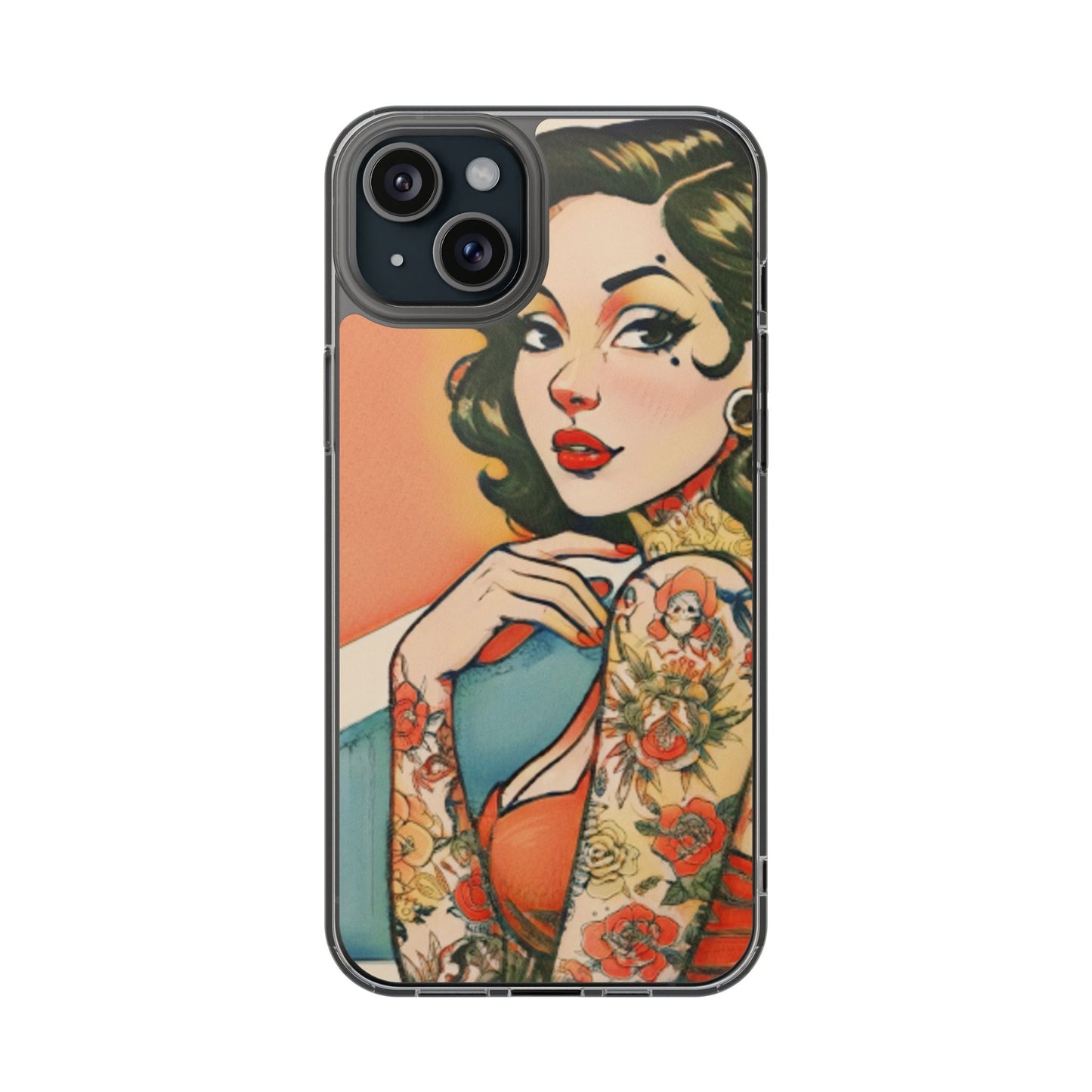 Retro Pin Up Clear Phone Case