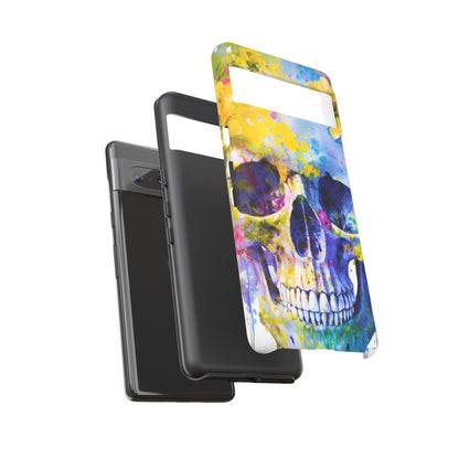 Vibrant Blue Floral Skull Tough Phone Case