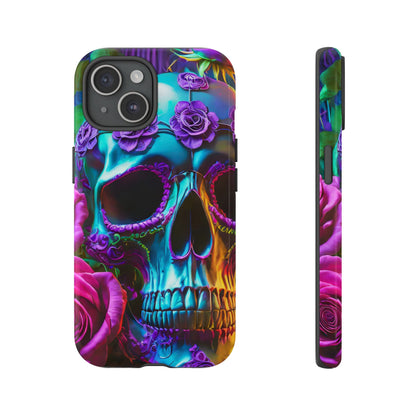 Neon Skull and Roses Vibrant Tough Phone Case