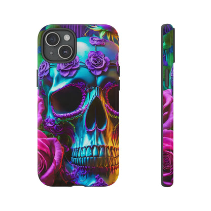 Neon Skull and Roses Vibrant Tough Phone Case