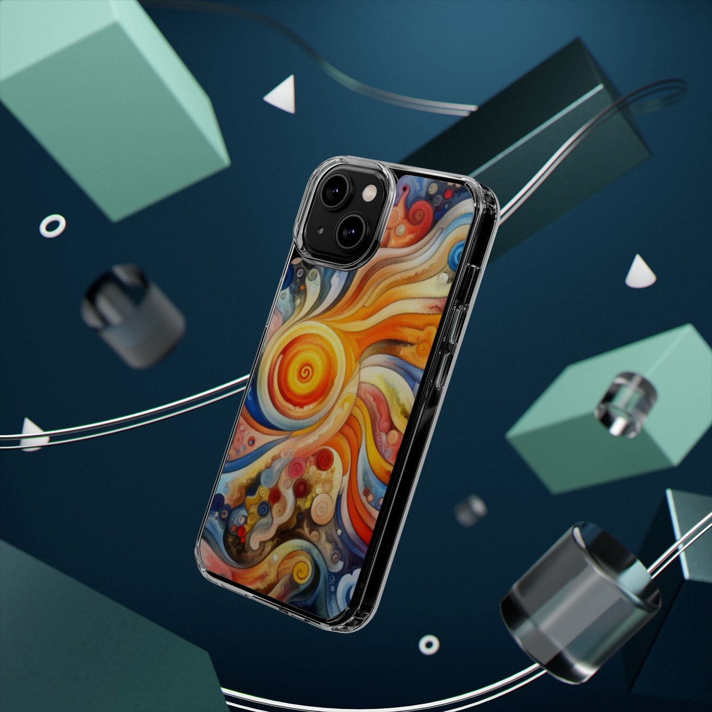 Colorful Abstract Swirl Clear Phone Case