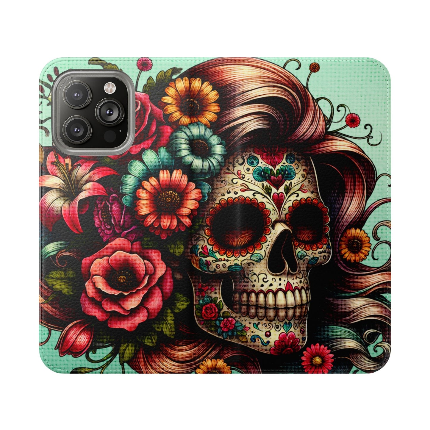Sugar Skull Flip Wallet Phone Case