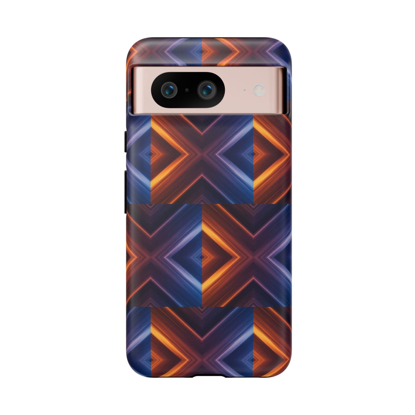 Stylish Tough Phone Case With Blue & Orange Abstract Design