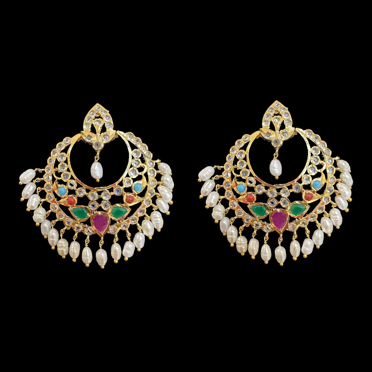C295 MAHIRA v set in fresh water pearls- Navratan  (READY TO SHIP)