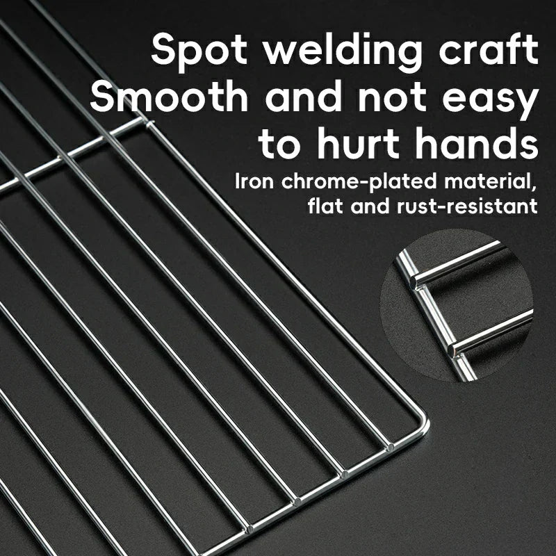 Qunature Durable Iron Chrome BBQ Grill Net with Rounded Corners for Easy Use