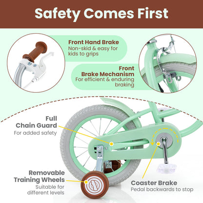 14 Inch Kids Bike with Adjustable Seat and Bell for Kids 3-8 Years Olds-14 inches