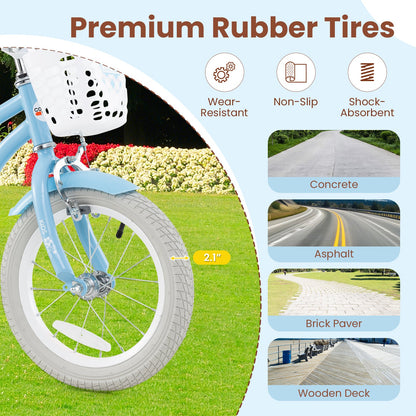 14 Inch Kids Bike with Adjustable Handlebar and Seat for 3-5 Year Old