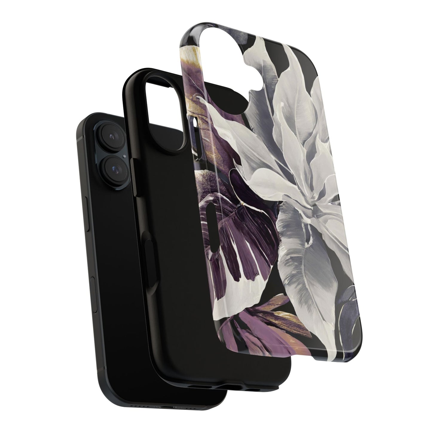 White & Plum Floral Tough Phone Case
