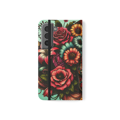 Sugar Skull Flip Wallet Phone Case