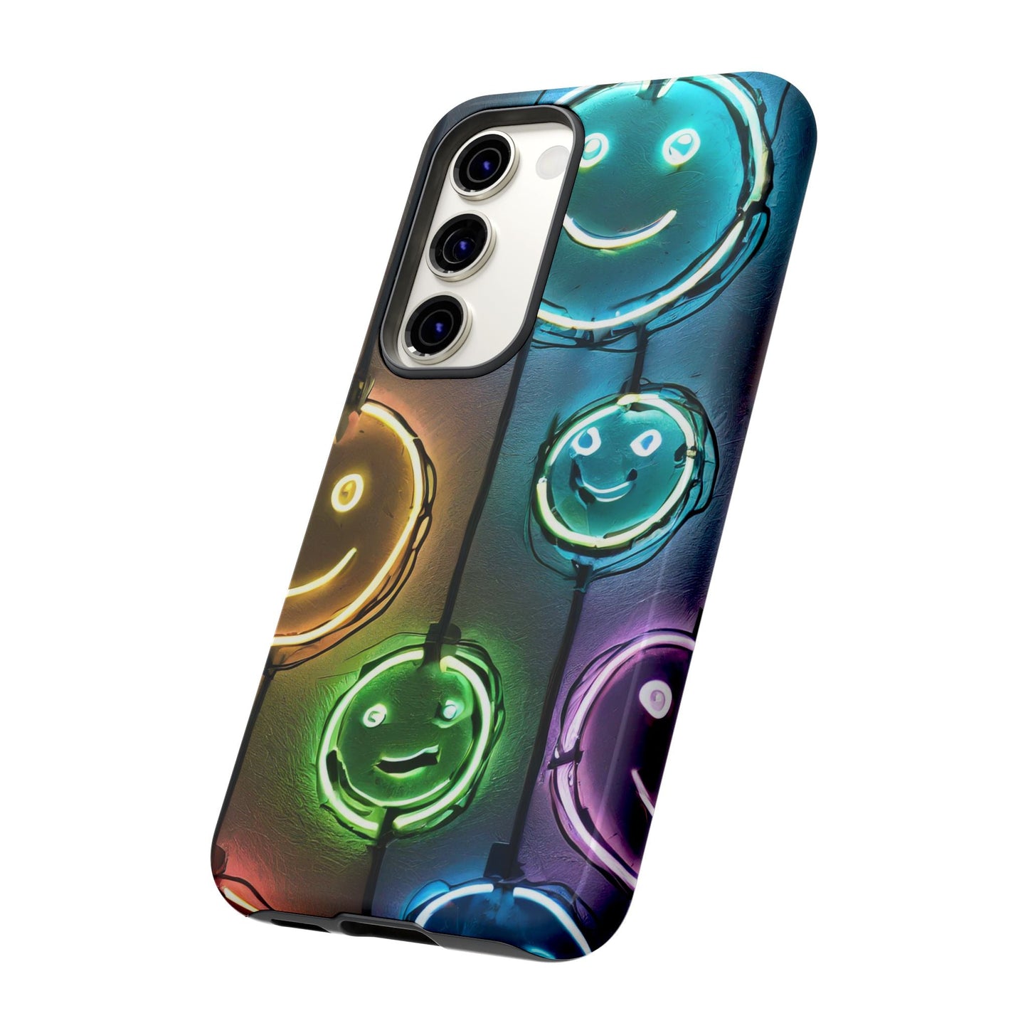 Colorful Neon Smiley Face Phone Case - Tough & Stylish Protection