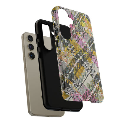 Purple Plaid Floral Artistic Tough Phone Case