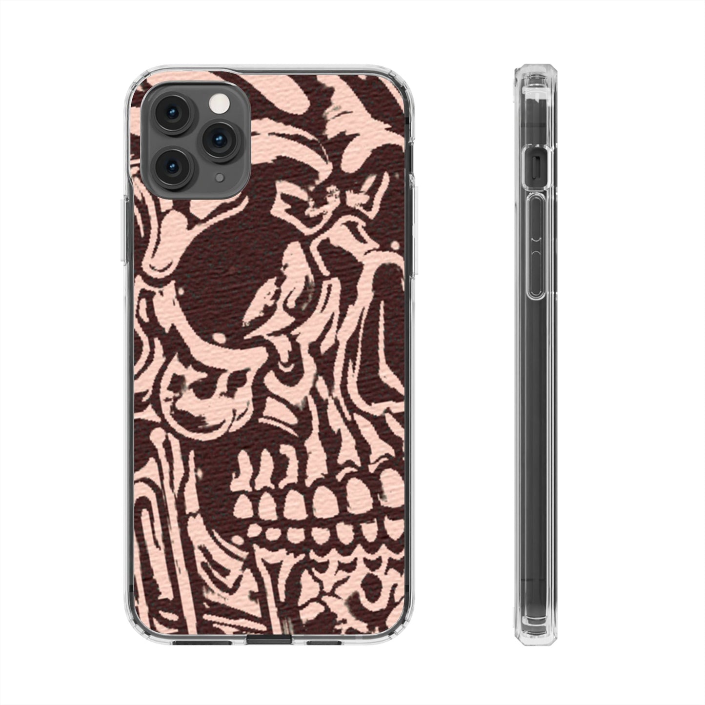 Gothic Abstract Skull Clear Phone Case