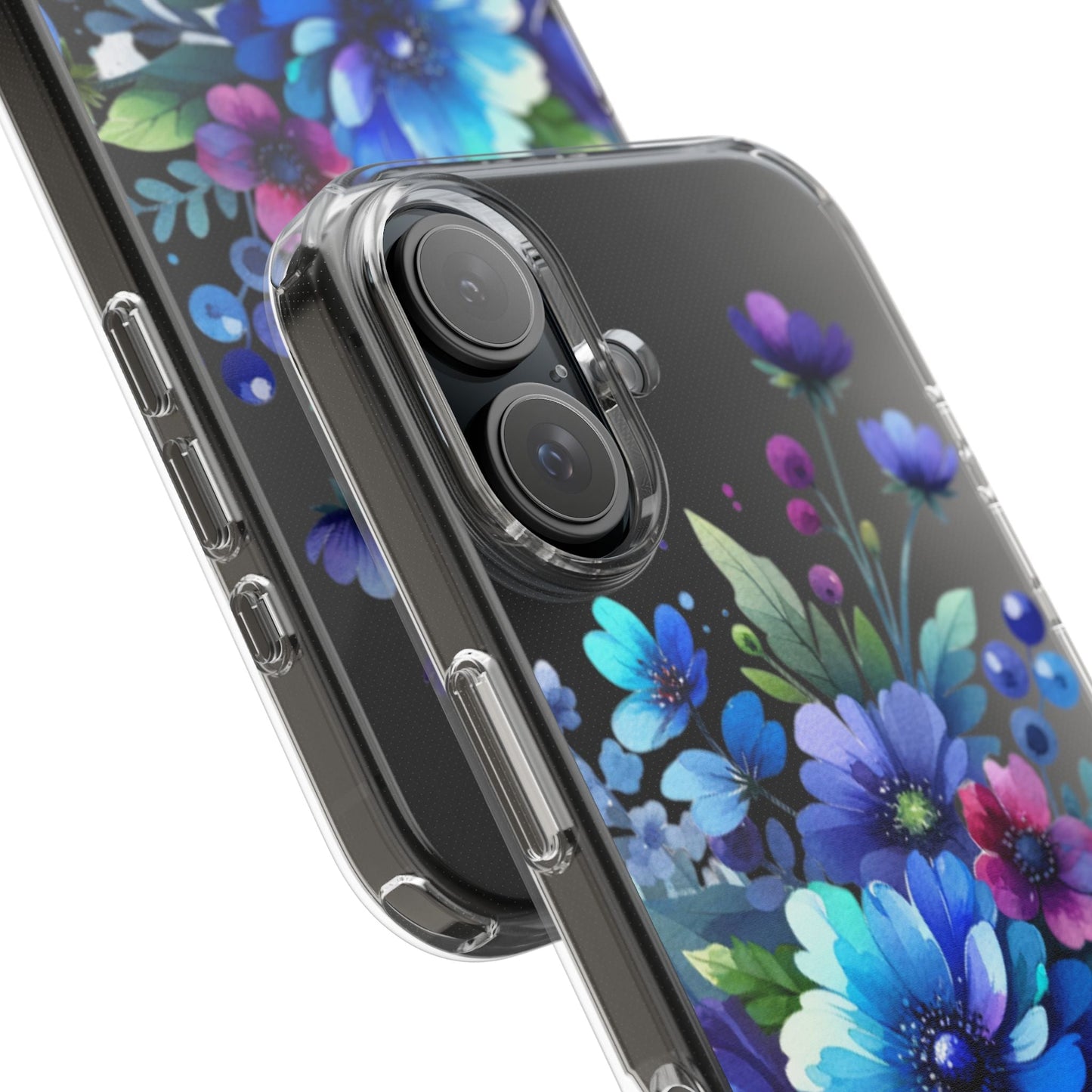 Vibrant Blue Floral Clear Phone Case