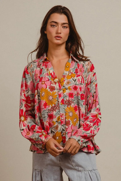 BiBi Woven Floral Printed Shirt Top