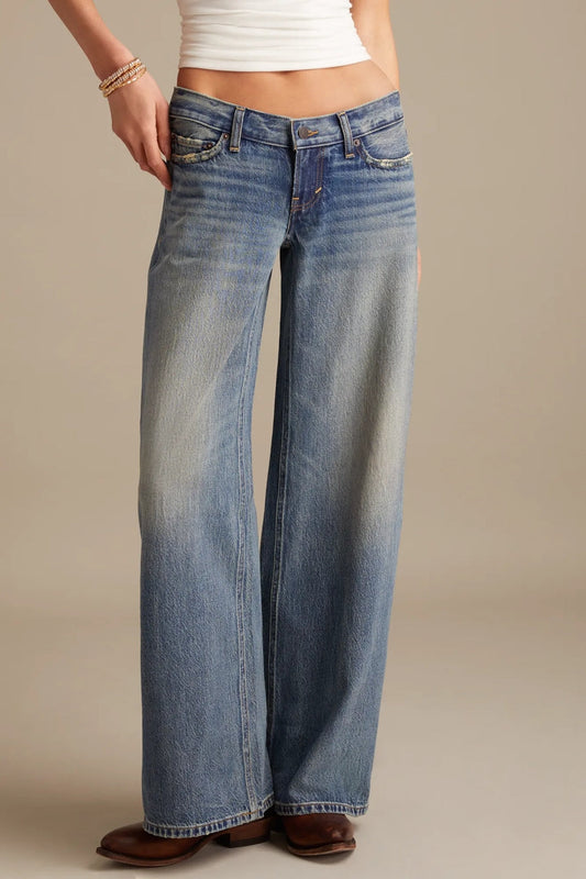 [150926-420] WOMENS LUCKY BRAND SUPER LOW RISE ULTRA WIDE ANKLE LENGTH - GET LOW WASH
